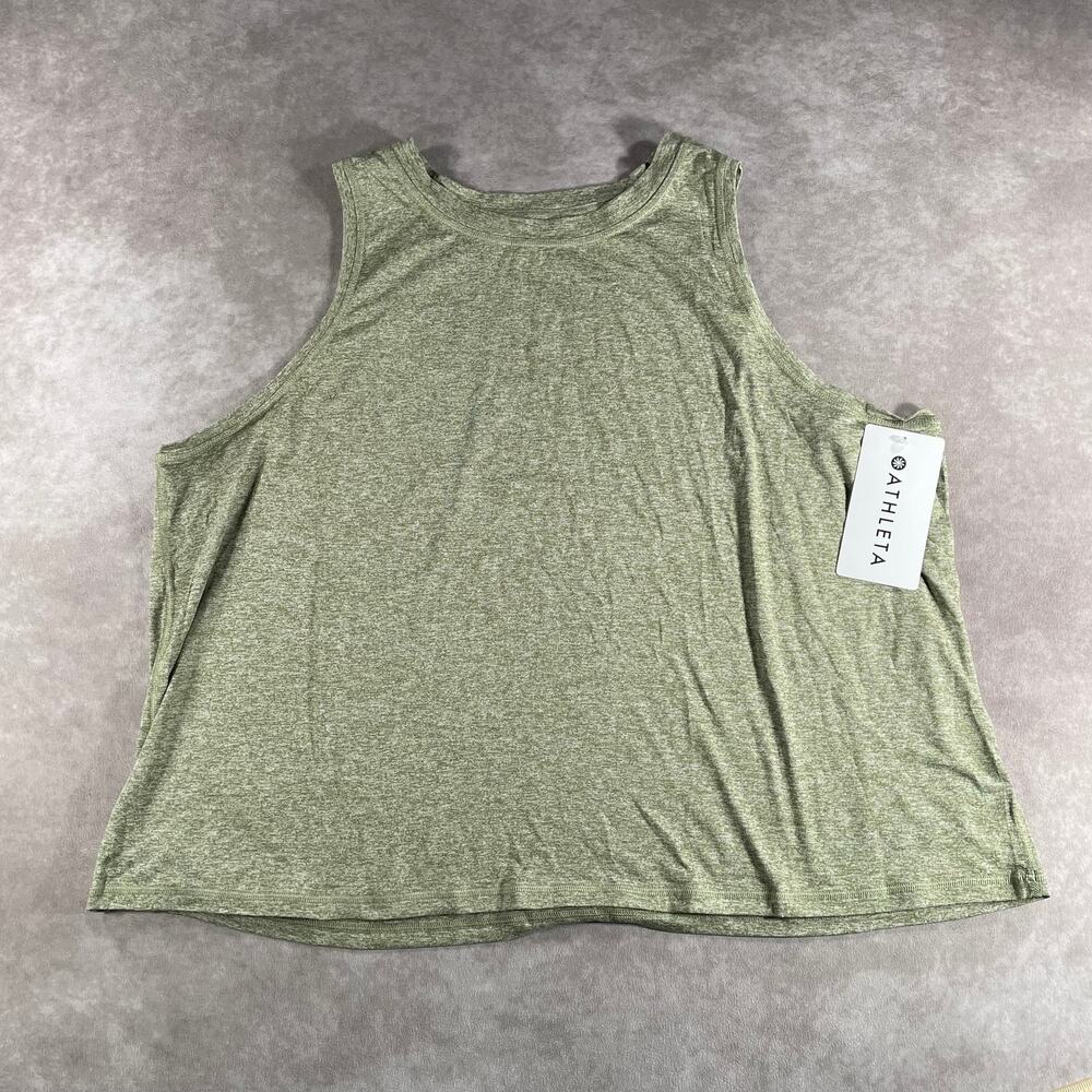 NWT Athleta Uptempo Tank Top Heathered Sage Green Women's Plus Size 2X